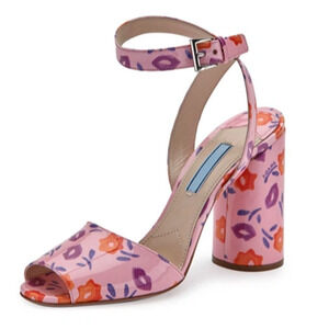 PRADA Floral Patent Ankle-Wrap 100mm Sandals Petal/Wisteria Women's Size 40.5
